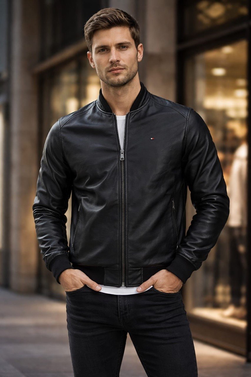 Chaqueta en Cuero Textil para Hombre